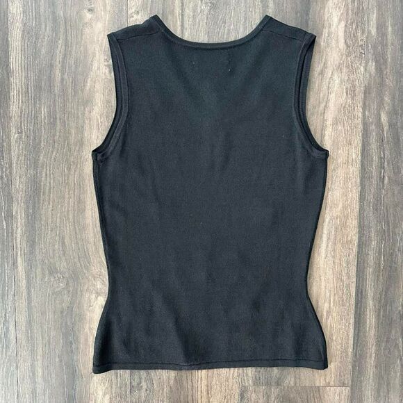NWT Cache Gold Tag Shirt Floral Beaded Black Sleeveless Sweater Vest VNeck Small - Picture 4 of 5